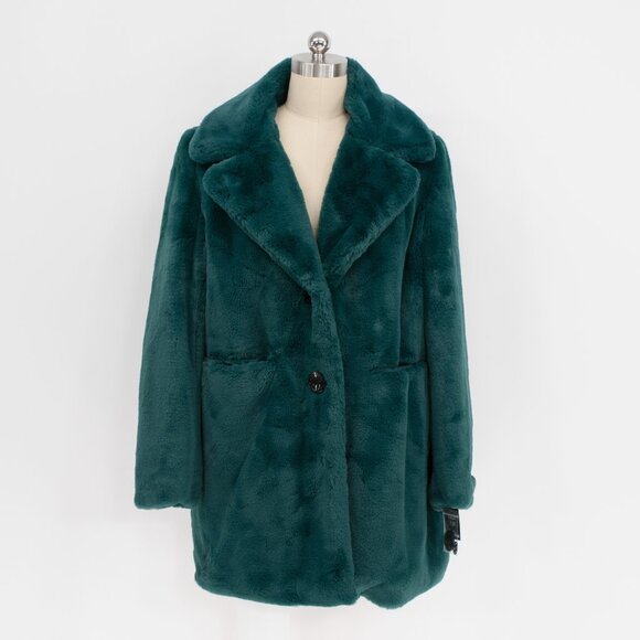 Sam Edelman Jackets & Blazers - Sam Edelman Deep Green Faux Fur Teddy Coat — NWT — Size S